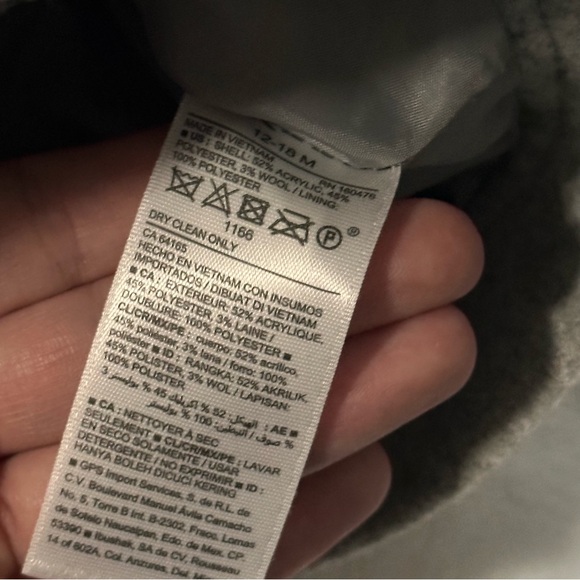 2/$20 Heather Grey Hooded Zipper Button Coat, 12-18m - Picture 6 of 6